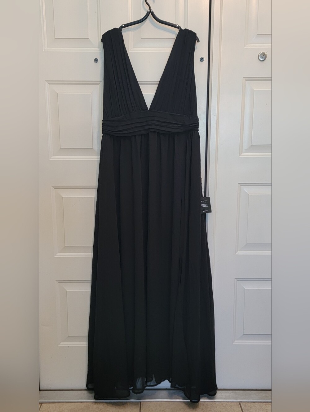 Lulu's Heavenly Hues Black V‑Neck Maxi Dress with High Slit Size XL - Picture 4 of 7